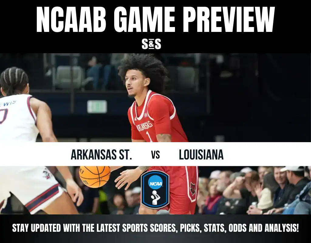 NCAAB Game Preview featuring Arkansas State vs Louisiana. Stay updated with the latest sports scores, picks, stats, odds, and analysis.