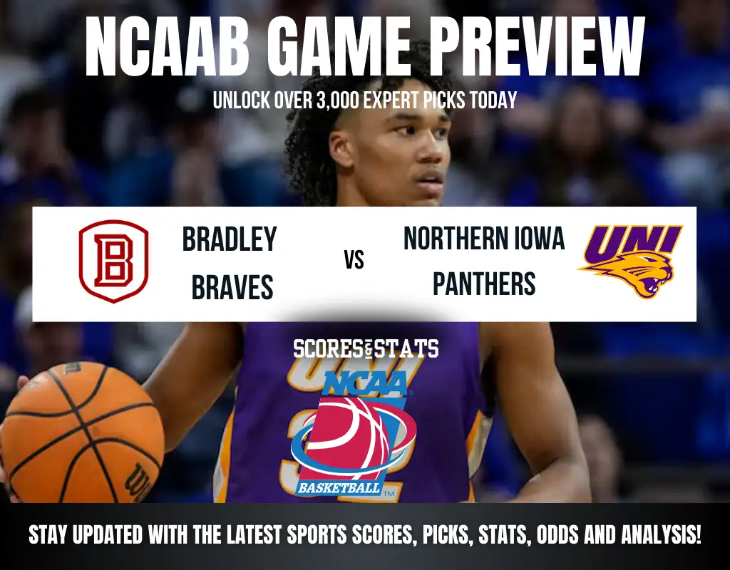 Bradley Braves vs Northern Iowa Panthers betting preview with odds, predictions, and best bets.