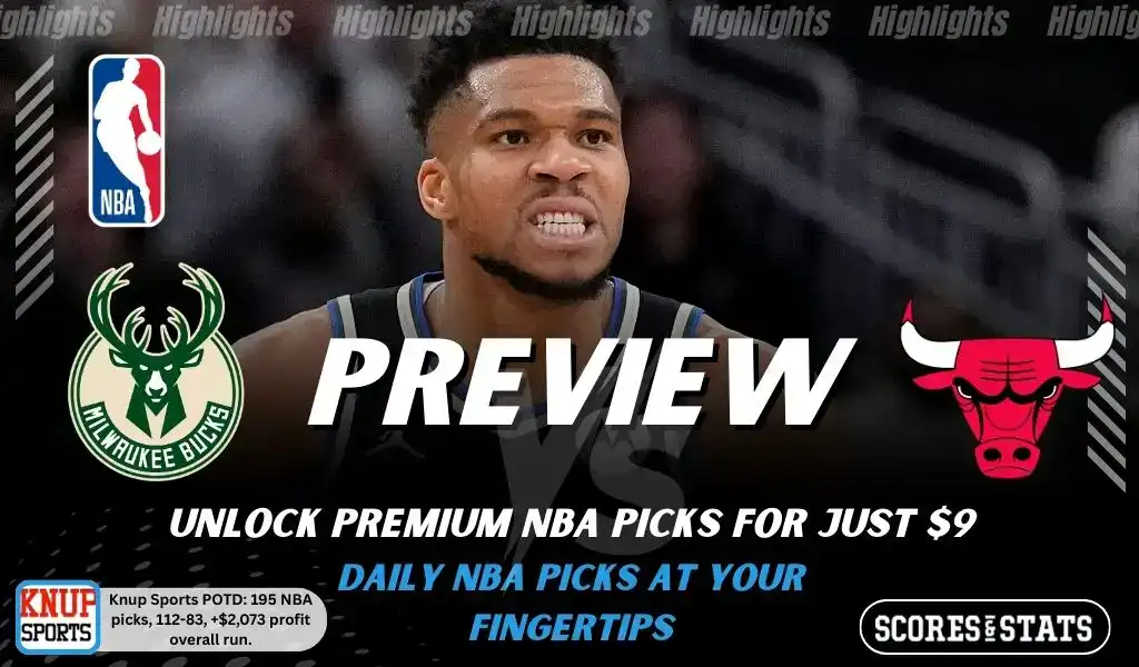 Milwaukee Bucks vs Chicago Bulls preview graphic with both team logos, “Picks and Predictions” label, and Milwaukee Bucks basketball action background (February 3, 2026).