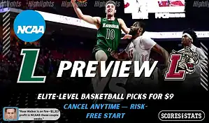 Loyola Maryland Greyhounds vs. Lafayette Leopards game preview graphic featuring both team logos, a Loyola Maryland basketball action background, and a ScoresAndStats “Preview” stats badge (February 11, 2026).