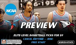 Delaware State Hornets vs. North Carolina Central Eagles game preview graphic featuring both team logos, a Delaware State basketball action background, and a ScoresAndStats “Preview” stats badge (February 9, 2026).
