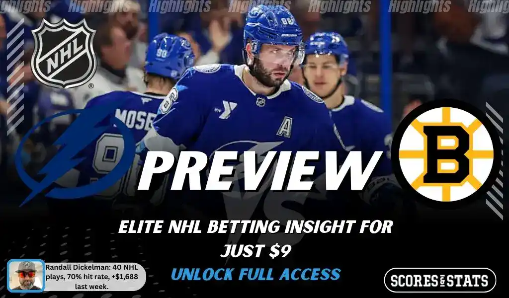 Tampa Bay Lightning vs Boston Bruins preview graphic with both team logos, “Picks and Predictions” label, and Tampa Bay Lightning hockey action background (February 1, 2026).