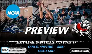 Longwood Lancers vs Gardner-Webb Runnin' Bulldogs preview graphic with both team logos, “Picks and Predictions” label, and Longwood Lancers basketball action background (February 4, 2026).