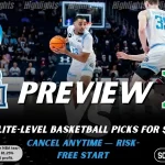 NCAAB preview graphic for Old Dominion Monarchs vs Marshall Thundering Herd with both team logos, a matchup-themed background image, and the ScoresandStats logo.