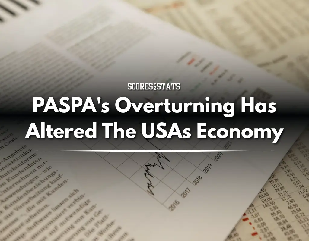 Text on a news article discussing how the overturning of PASPA has impacted the U.S. economy, featuring charts and statistical data.