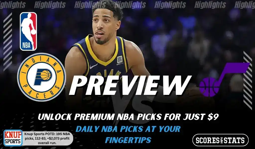 Indiana Pacers vs Utah Jazz preview graphic with both team logos, “Picks and Predictions” label, and Indiana Pacers basketball action background (February 3, 2026).