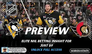 Pittsburgh Penguins vs Ottawa Senators preview graphic with both team logos, “Picks and Predictions” label, and Pittsburgh Penguins hockey action background (February 2, 2026).