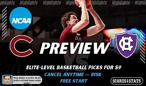 Colgate Raiders vs. Holy Cross Crusaders game preview graphic featuring both team logos, a Colgate basketball action background, and a ScoresAndStats “Preview” stats badge (February 11, 2026).