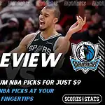 San Antonio Spurs vs Dallas Mavericks picks and predictions preview graphic for February 5, 2026, featuring both team logos, a “Preview” stats label, and San Antonio Spurs game action in the background.