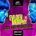 UFC Fight Night poster for Evloev vs Murphy with odds and predictions