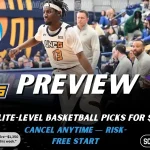 UNCG Spartans vs Furman Paladins picks and predictions preview graphic for February 8, 2026, featuring both team logos, a “Preview” stats label, and UNCG basketball action in the background.