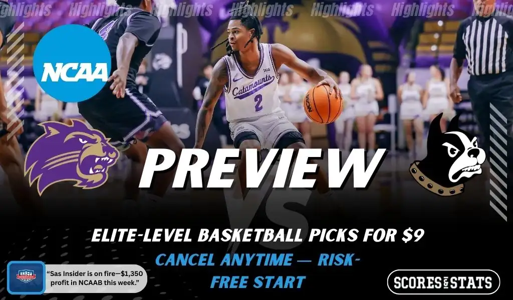 Western Carolina Catamounts vs Wofford Terriers picks and predictions preview graphic for February 7, 2026, featuring both team logos, a “Preview” stats label, and Western Carolina basketball action in the background.