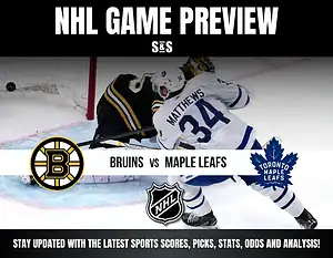 NHL Game Preview featuring Bruins vs Maple Leafs with a focus on player Matthews.
