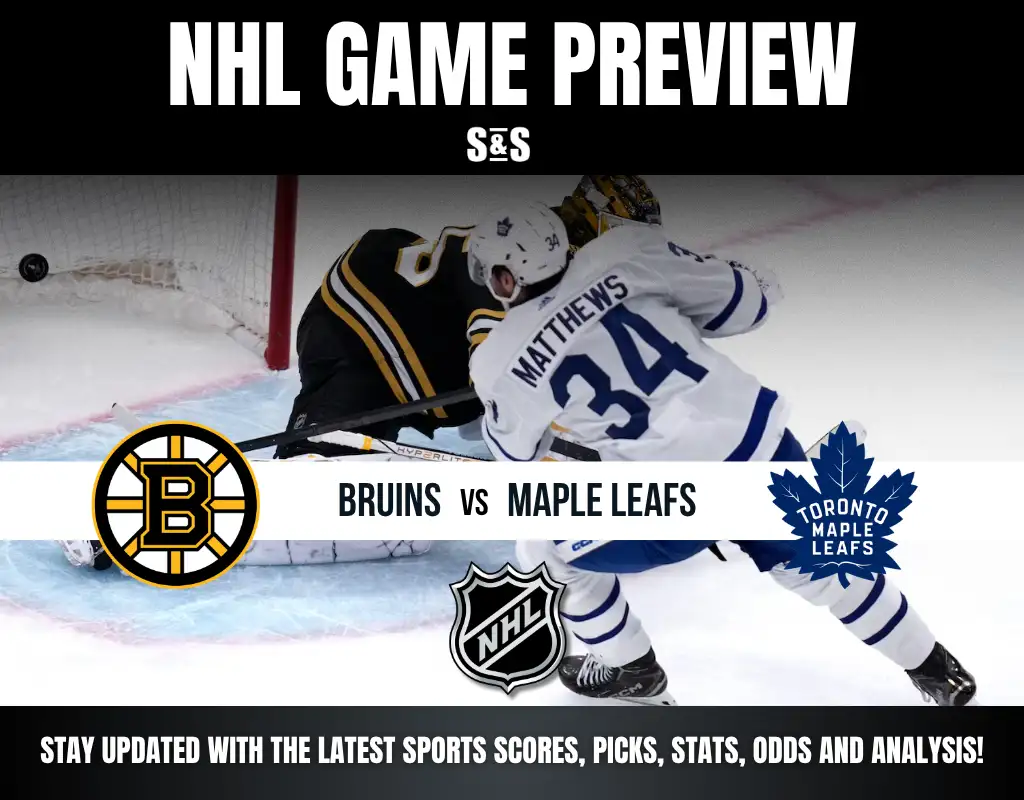 NHL Game Preview featuring Bruins vs Maple Leafs with a focus on player Matthews.