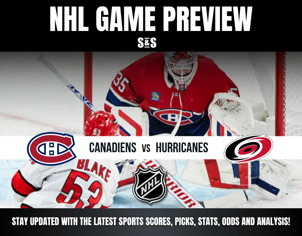 NHL Game Preview featuring the Canadiens vs. Hurricanes, with a focus on sports updates including picks, stats, odds, and analysis.