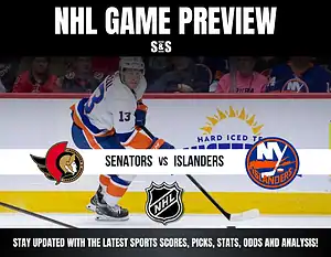 NHL Game Preview featuring the teams Senators vs Islanders, with a headline to stay updated on sports scores, picks, stats, odds, and analysis.