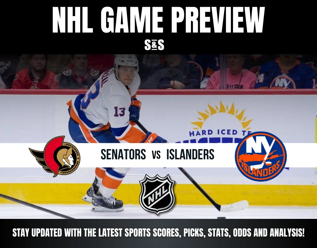 NHL Game Preview featuring the teams Senators vs Islanders, with a headline to stay updated on sports scores, picks, stats, odds, and analysis.