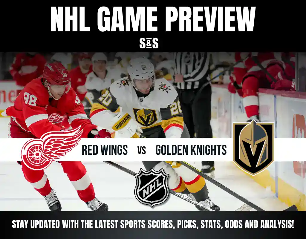 NHL Game Preview featuring the Red Wings vs. Golden Knights. Stay updated with the latest sports scores, picks, stats, odds, and analysis.