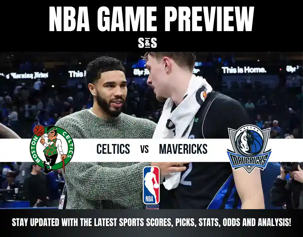 NBA Game Preview featuring Boston Celtics vs Dallas Mavericks.
