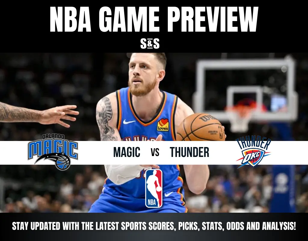 NBA game preview featuring players from the Orlando Magic and Oklahoma City Thunder.