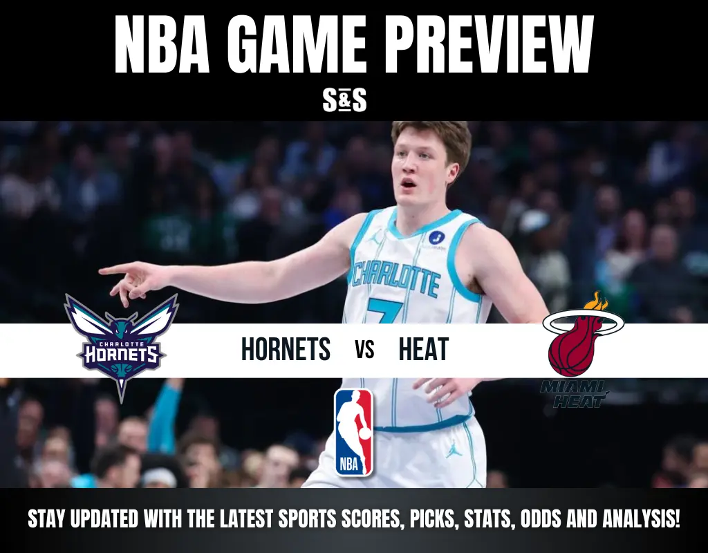 NBA game preview featuring the Charlotte Hornets and Miami Heat.