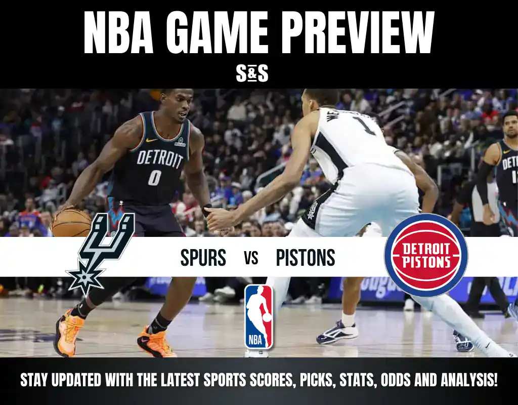 NBA Game Preview featuring the Spurs vs Pistons. Stay updated with the latest sports scores, picks, stats, odds and analysis.