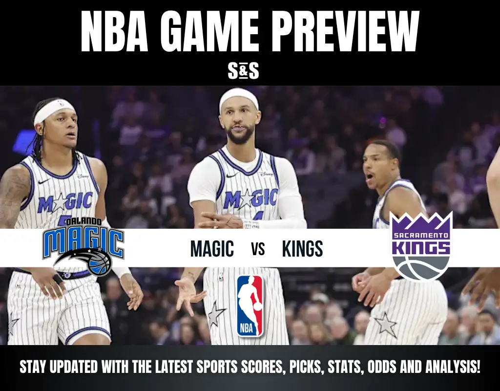 NBA game preview featuring Orlando Magic vs. Sacramento Kings, with details to stay updated on sports scores, picks, stats, odds, and analysis.