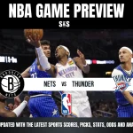 NBA GAME PREVIEW featuring the teams Brooklyn Nets and Oklahoma City Thunder, with information on how to stay updated with the latest sports scores, picks, stats, odds, and analysis.