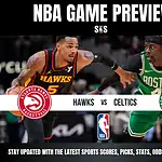 NBA game preview featuring the Atlanta Hawks and Boston Celtics.