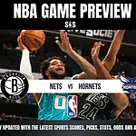NBA Game Preview featuring a matchup between the Brooklyn Nets and the Charlotte Hornets.