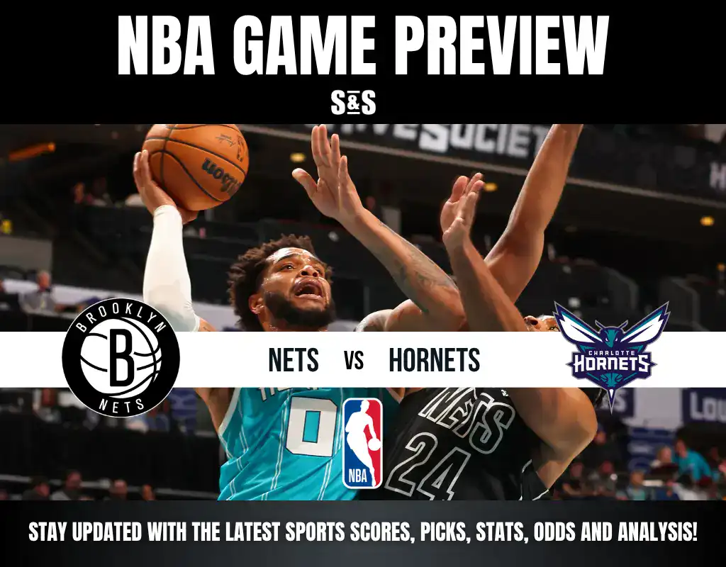 NBA Game Preview featuring a matchup between the Brooklyn Nets and the Charlotte Hornets.