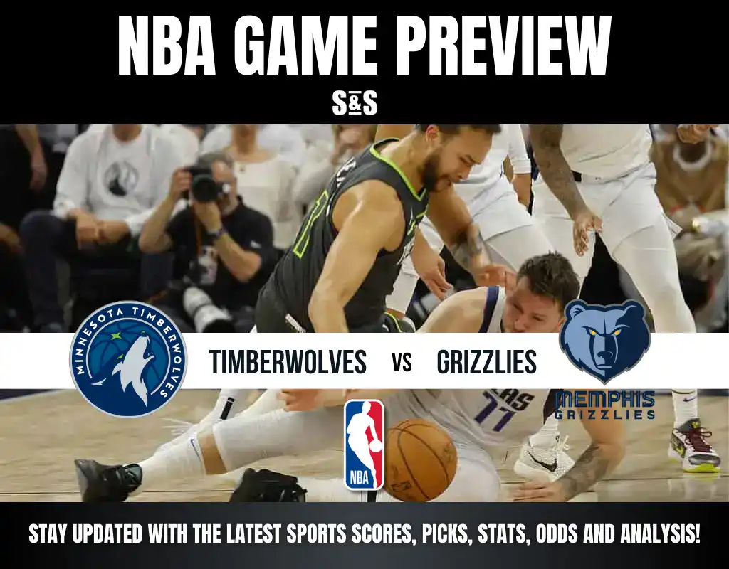 NBA Game Preview: Timberwolves vs Grizzlies, featuring intense action on the court with players battling for the ball.