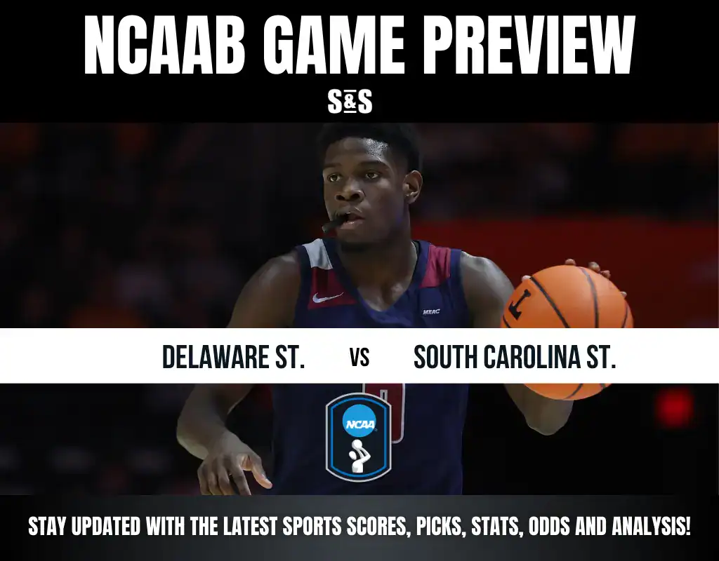 NCAA basketball game preview featuring Delaware State vs. South Carolina State, with updates on scores and stats.