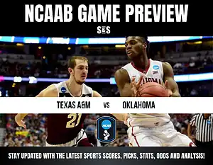 NCAA basketball game preview featuring Texas A&M vs Oklahoma players in action during a match.