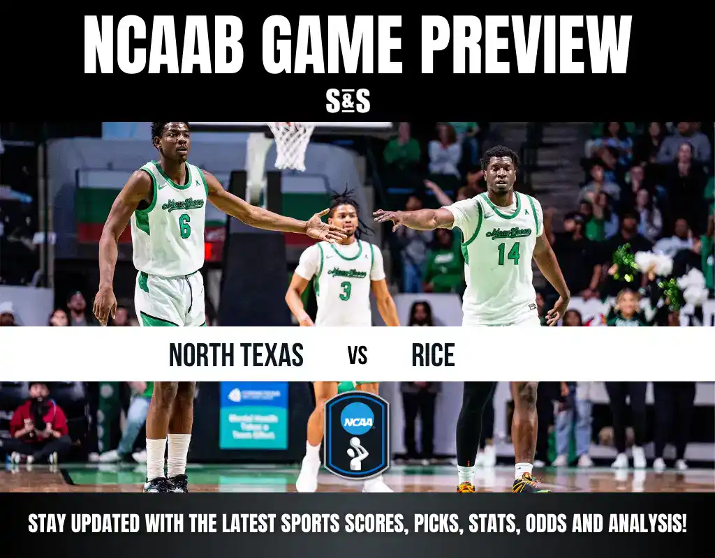 NCAAB Game Preview featuring players from North Texas and Rice.