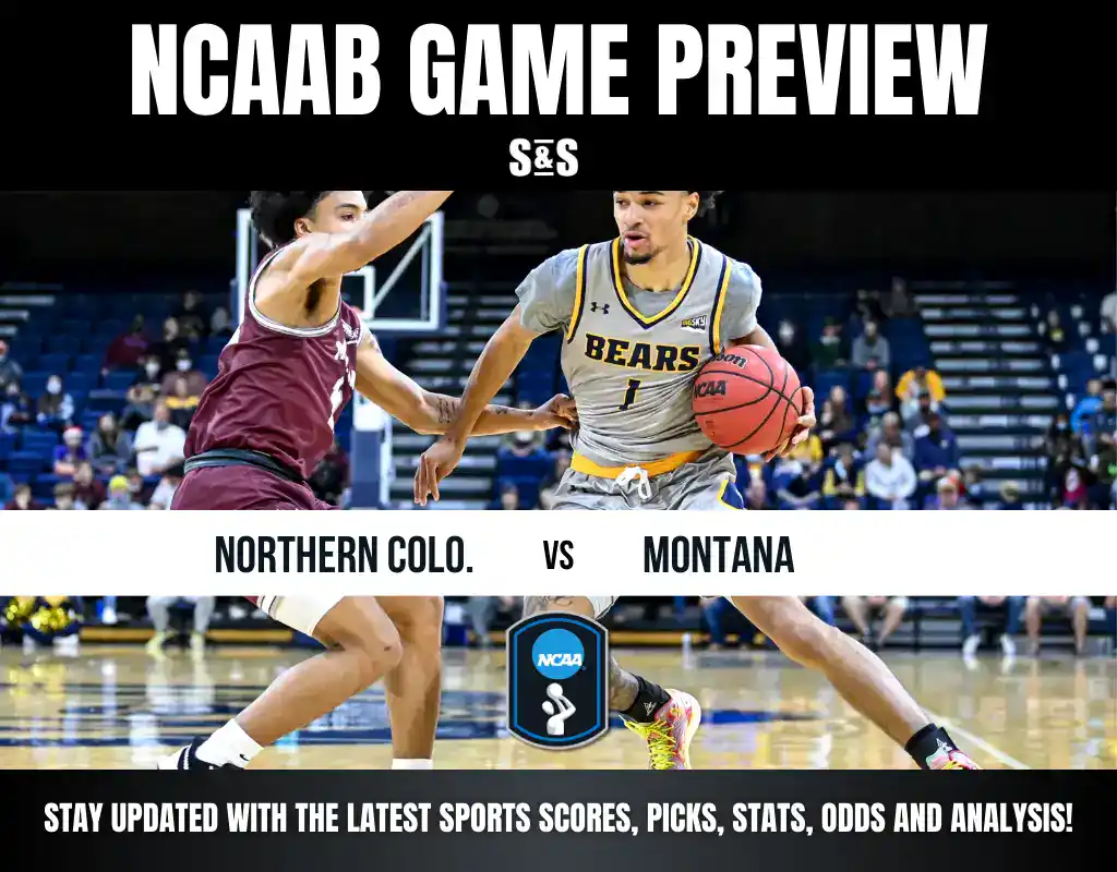 NCAA basketball preview featuring Northern Colorado versus Montana, highlighting player action and game details.