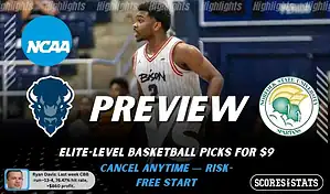 NCAAB preview graphic for Howard Bison vs Norfolk State Spartans with both team logos, a matchup-themed background image, and the ScoresAndStats logo.
