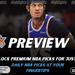 New York Knicks vs Golden State Warriors preview image with both team logos, a relevant basketball background, and the ScoresAndStats logo.