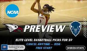 North Carolina Central Eagles vs Howard Bison NCAAB preview image with both team logos, a relevant basketball background, and the ScoresAndStats logo.
