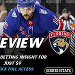 New York Rangers vs Florida Panthers preview image with both team logos, a relevant hockey background, and the ScoresAndStats logo.