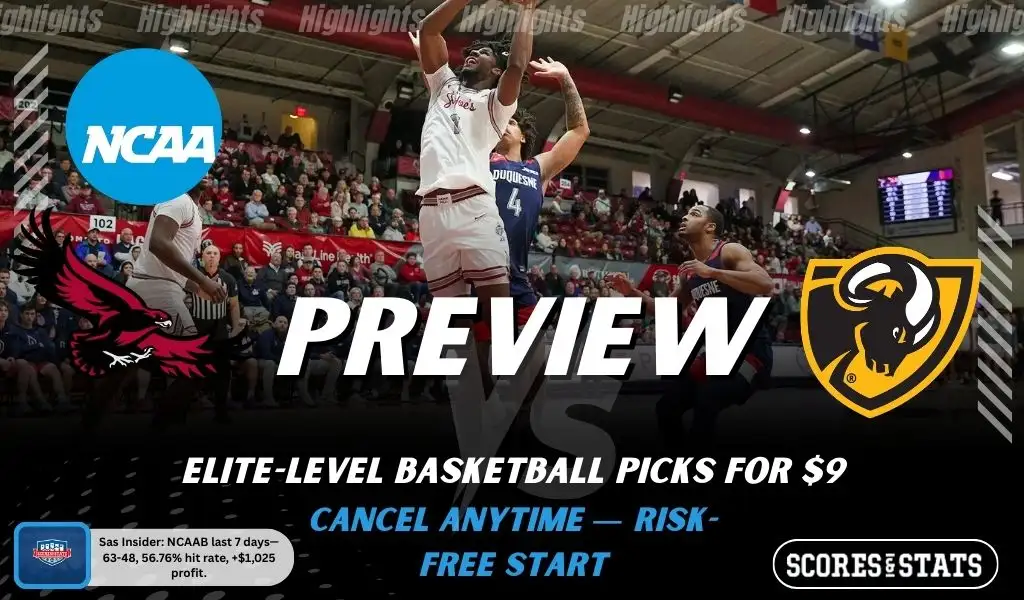 Saint Joseph’s Hawks vs VCU Rams NCAAB preview image with both team logos, a relevant basketball background, and the ScoresAndStats logo.