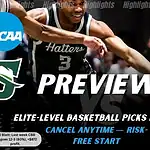 NCAAB preview graphic for Stetson Hatters vs Austin Peay Governors with both team logos, a matchup-themed background image, and the ScoresAndStats logo.