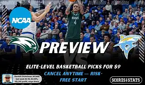 NCAAB preview graphic for Wagner Seahawks vs LIU Sharks featuring both team logos, a matchup-themed background image, and the ScoresAndStats logo.