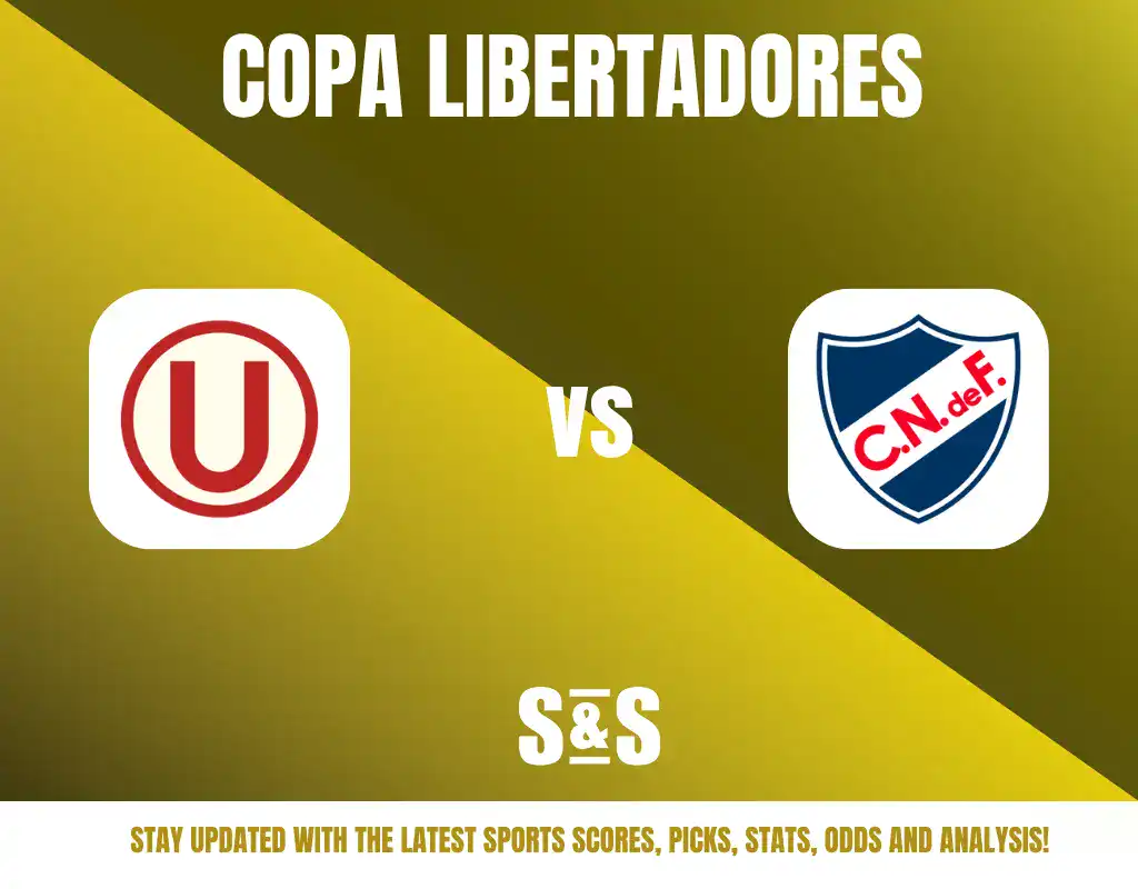Copa Libertadores graphic featuring logos of two teams, with the text "Stay updated with the latest sports scores, picks, stats, odds and analysis!"