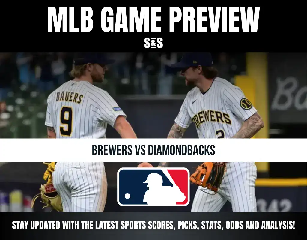 MLB Game Preview featuring Brewers vs Diamondbacks, with players wearing Brewers uniforms.