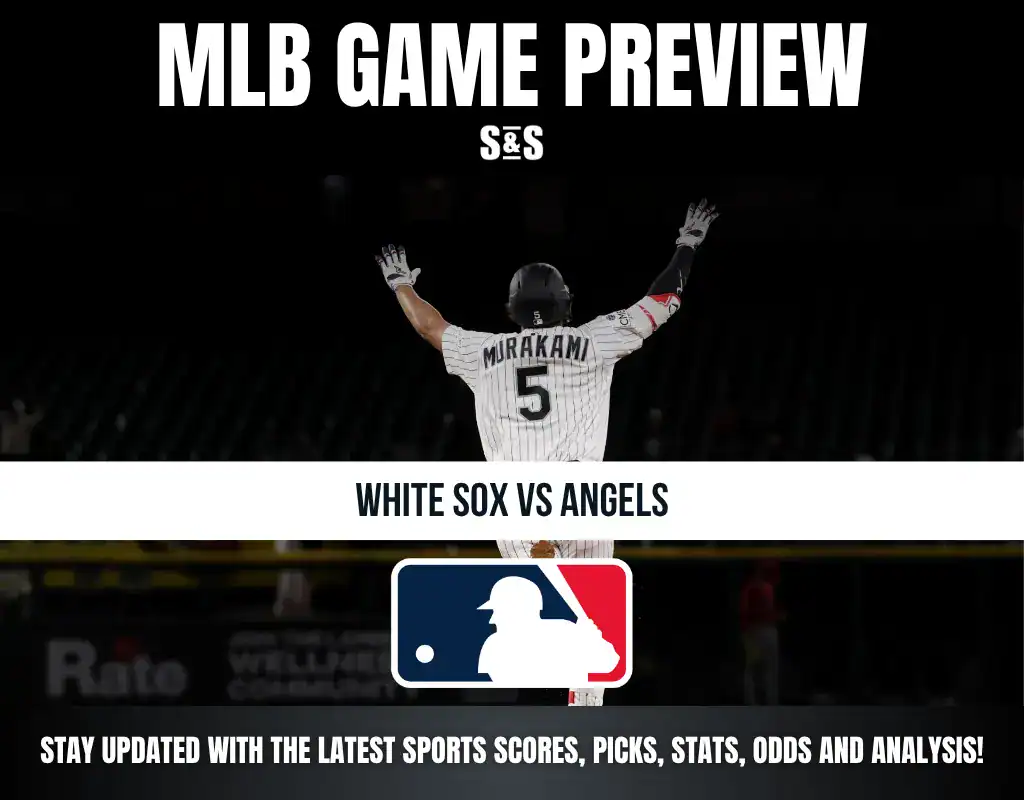 MLB Game Preview for White Sox vs Angels with a player celebrating.