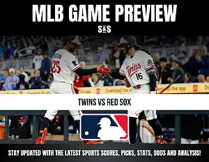 MLB Game Preview for the Twins vs. Red Sox, featuring players celebrating. Stay updated with the latest sports scores, picks, stats, odds, and analysis.