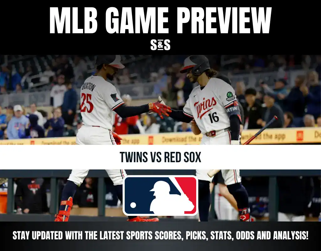 MLB Game Preview for the Twins vs. Red Sox, featuring players celebrating. Stay updated with the latest sports scores, picks, stats, odds, and analysis.