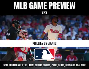 MLB Game Preview featuring Phillies vs Giants, with a call to stay updated with the latest sports scores, picks, stats, odds, and analysis.