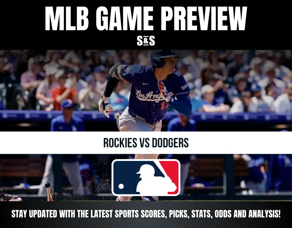 MLB Game Preview with a player from the Rockies and Dodgers matchup. Stay updated with the latest sports scores, picks, stats, odds, and analysis.
